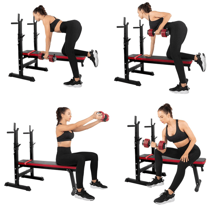 Adjustable Folding Sit up Bench Abdominal Muscles Strength Training Barbell Squat Rack Home Gym Fitness