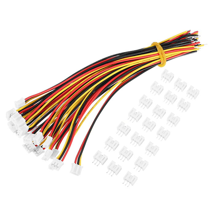 Excellway® 20Pcs 24AWG PH2.0 3Pin Terminals Wire Electronic Line Single Head