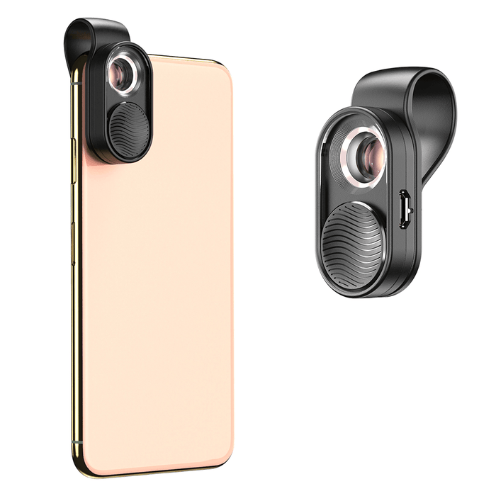 APEXEL 100X Microscope Lens HD Optical Digital USB Charging Portable Phone Camera Micro Pocket Lenses with Universal Clip LED Light