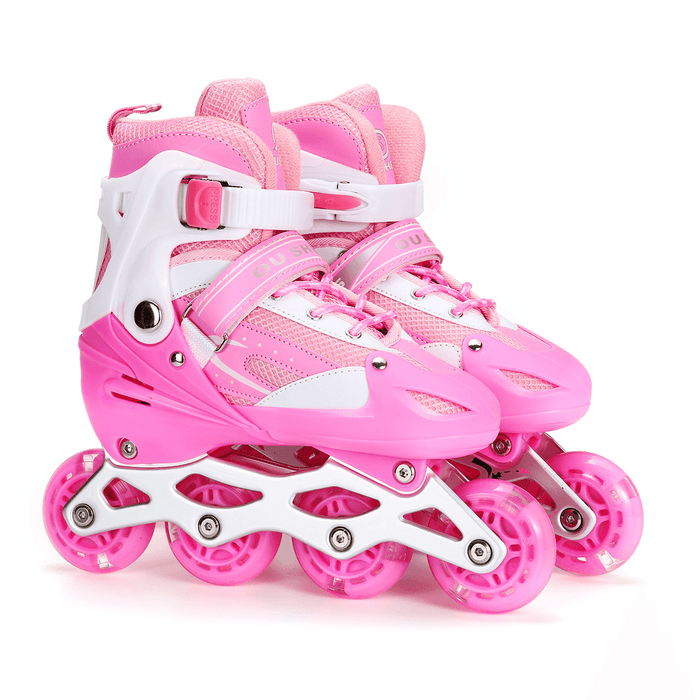 3 Sizes Kids Adjustable Roller Skate with LED Flashing Wheels Girl Boy Roller Shoes Inline Skates for Children＆Adult