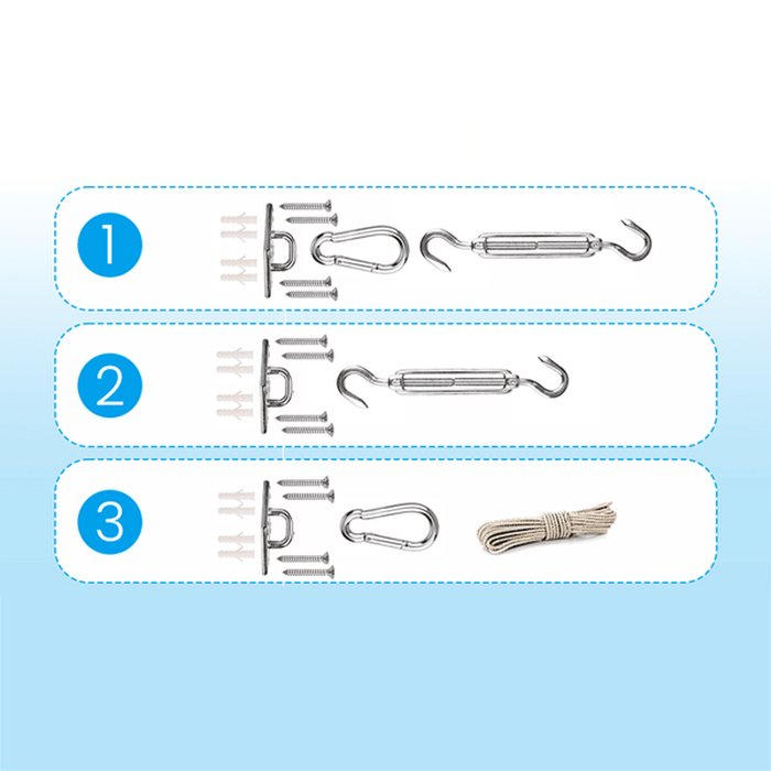 NASUM 80PCS Shade Sail Hardware Parasols Tents Hooks Climbing Buckles Screws Stainless Steel Tent Accessories for Outdoor Garden Courtyard