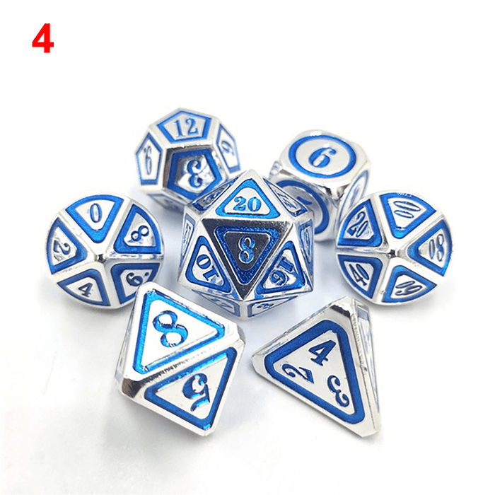 7Pcs/Set Metal Polyhedral Dices Set Role Playing Dungeons and Dragons Bag Bar Party Table Games Dice