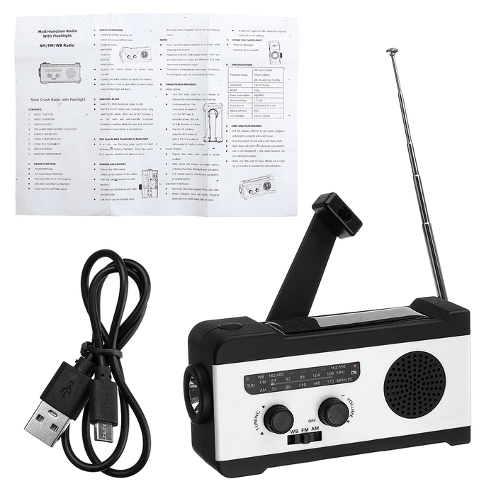 Portable Multifunctional AM/FM/WB Radio Pocket Speakers Solar Hand Crank Radio