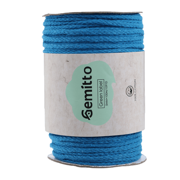 GEMITTO 100M Braided Rope Cotton Yarn Cords 100% Cotton DIY Craft Knitting Wall Hanging for Hand Knitted Gifts