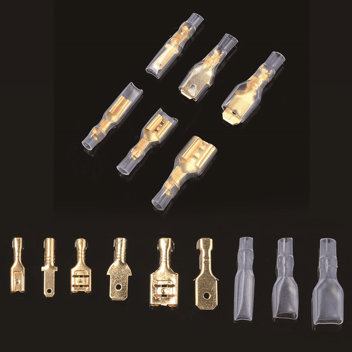 540PCS Non-Insulated Male and Female Spade Crimp Terminal Connector Assorted Kit 2.8Mm/4.8Mm/6.3Mm W/ Sleeves