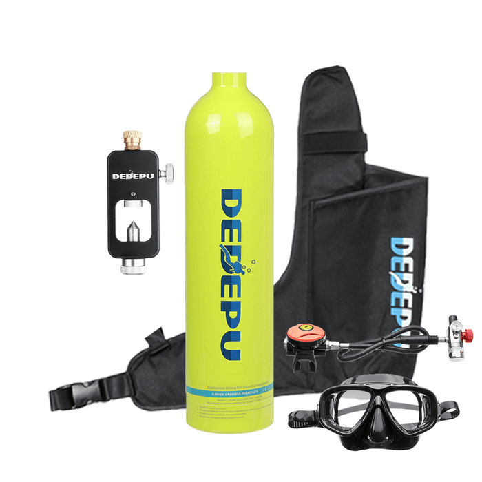 DEDEPU 1L Mini Scuba Diving Tank Set Oxygen Cylinder Air Tank with Snorkeling Glasses Underwater Scuba Diving Equipment