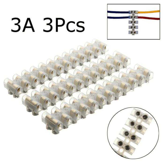 3 PCS 3A Dual 12 Position Screw Terminal Strip Covered Barrier Block