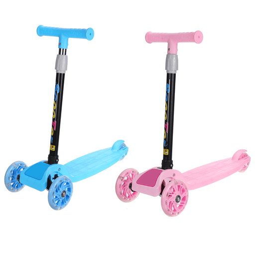 Kids 3 Wheel Foldable Scooters T-Bar Adjustable Riding Kick Scooters LED PU Flashing Wheels Exercise Balance for Kids Birthday