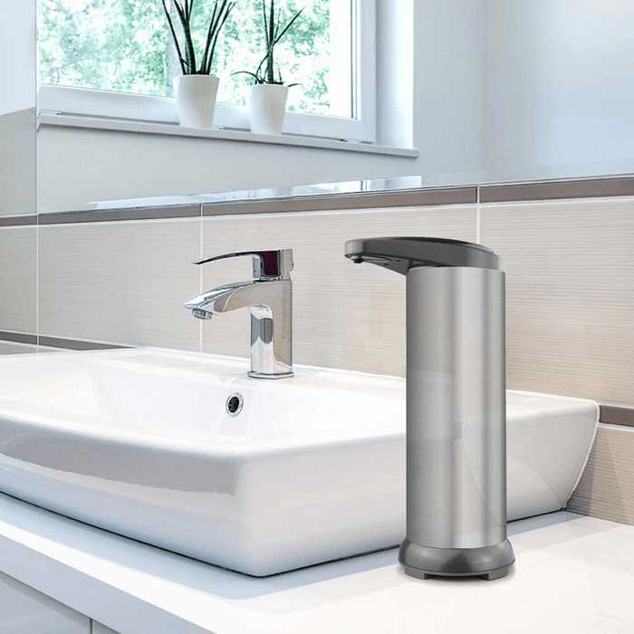SD01 Automatic Soap Dispenser Touchless Activated Infrared Motion Sensor Stainless Steel Liquid Hands-Free Soap Pump with Waterproof Base