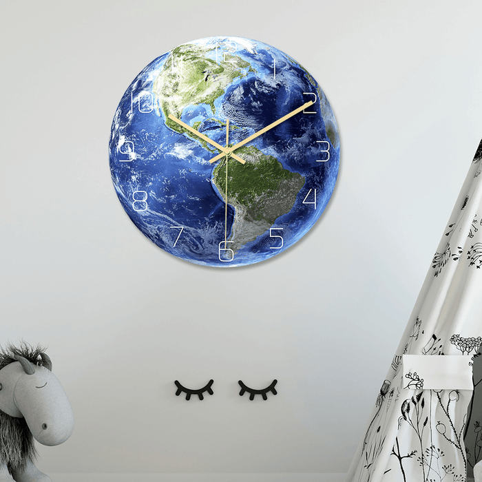 CC090 Creative North/South America Luminous Earth Wall Clock Mute Wall Clock Quartz Wall Clock for Home Office Decorations