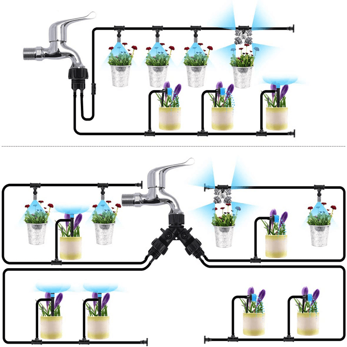 40M 178PCS Drip Irrigation Kit 1/4" Blank Distribution Tubing Automatic Irrigation Equipment Set with Adjustable Nozzle