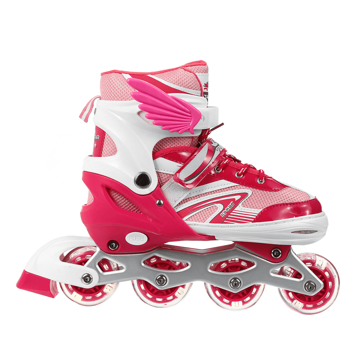 3 Size Inline Skates Sets with 4 LED Flashling PVC Skate Wheels Entry-Level Kid Women Roller Skates Birthday Gift for Teen Girl Boy Teenager