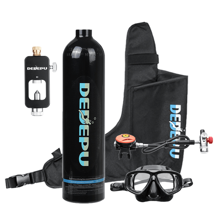 DEDEPU 1L Mini Scuba Diving Tank Set Oxygen Cylinder Air Tank with Snorkeling Glasses Underwater Scuba Diving Equipment