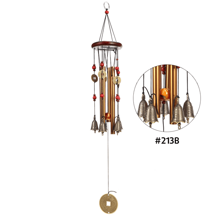 Solid Wood Bronze Wind Chimes Hanging Ornament Yard Garden Decor Gift