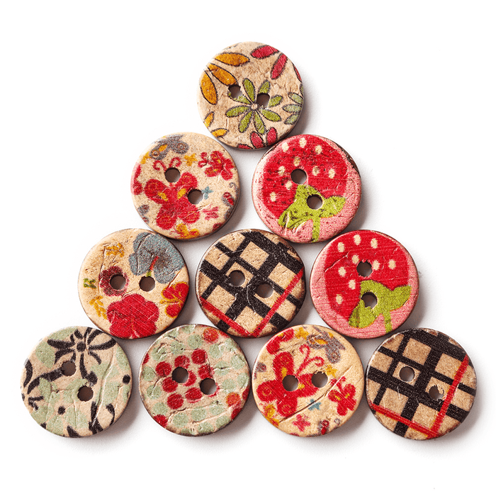 100 PCS round Pattern Wooden Button Mixed 2 Hole Natural Sewing Children Handmade Clothes Buttons