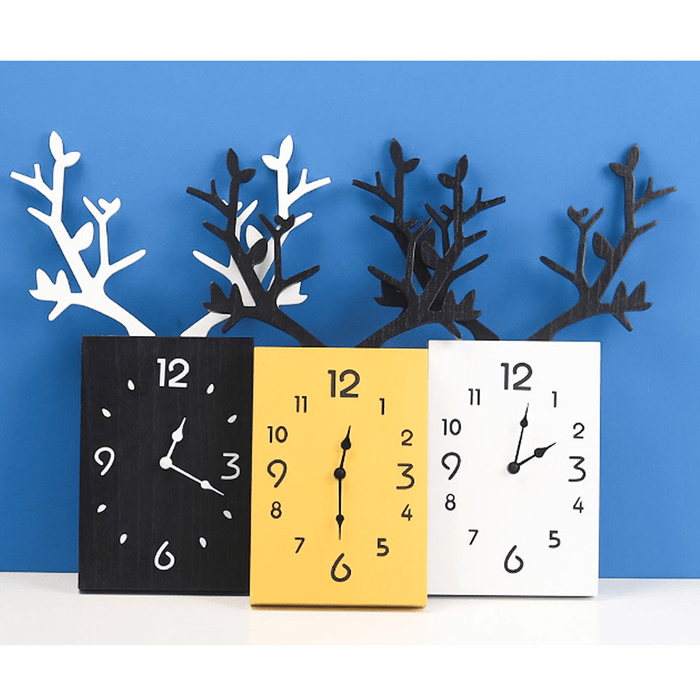 50 X 35Cm Simple Wooden Antler Wall Clock Roman Numerals Wall Home Office Decor