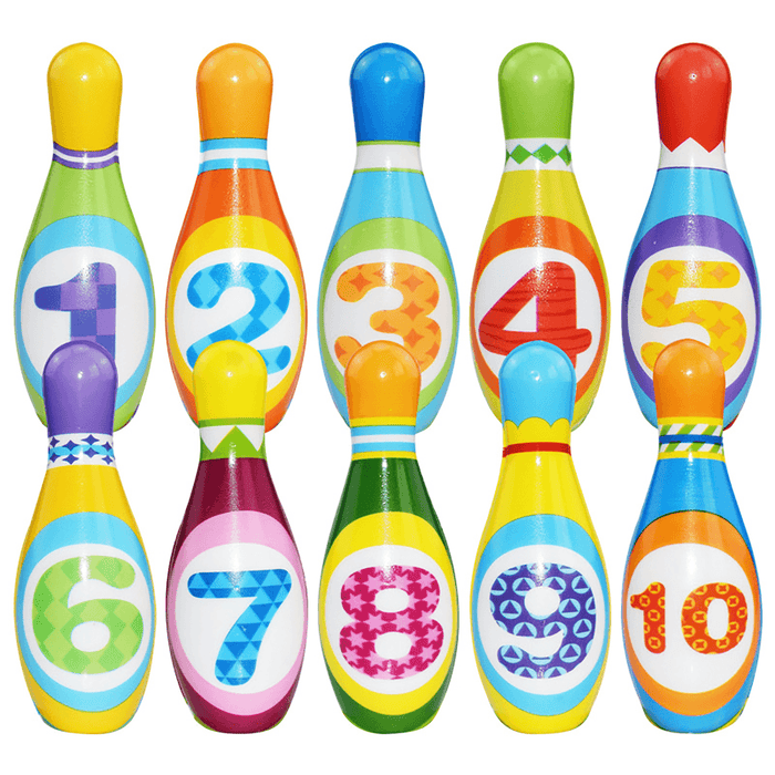 12 Pcs Kids Colorful 10 Bowling Pins 2 Bowling Balls Outdoor Indoor Family Sport Game