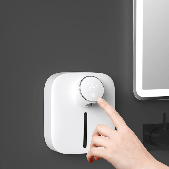 Loskii Smart Temperature Display USB 320Ml Wall-Mounted Automatic Soap Dispenser Rechargeable Waterproof Infrared Sen Sor Foam Handwash Machine
