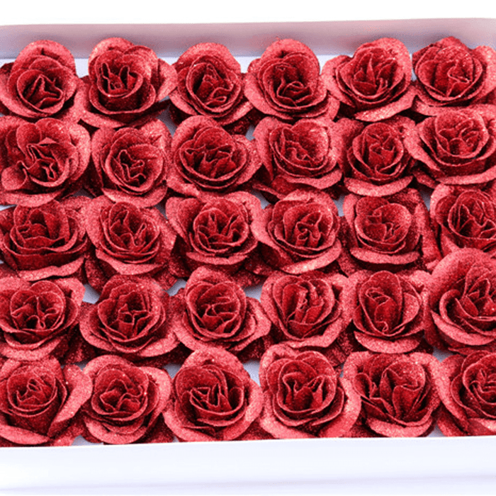 30PCS Artificial Rose Flower Crystal Gold Powder Valentine'S Day Party Gift Decorations