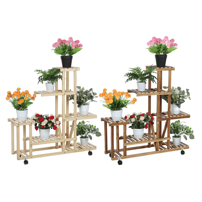 Multi-Layer Wood Garden Plant Flower Pot Stand Shelf Nursery Display Shelves Rack Spade Shovel Harrow Flowerpot Tools