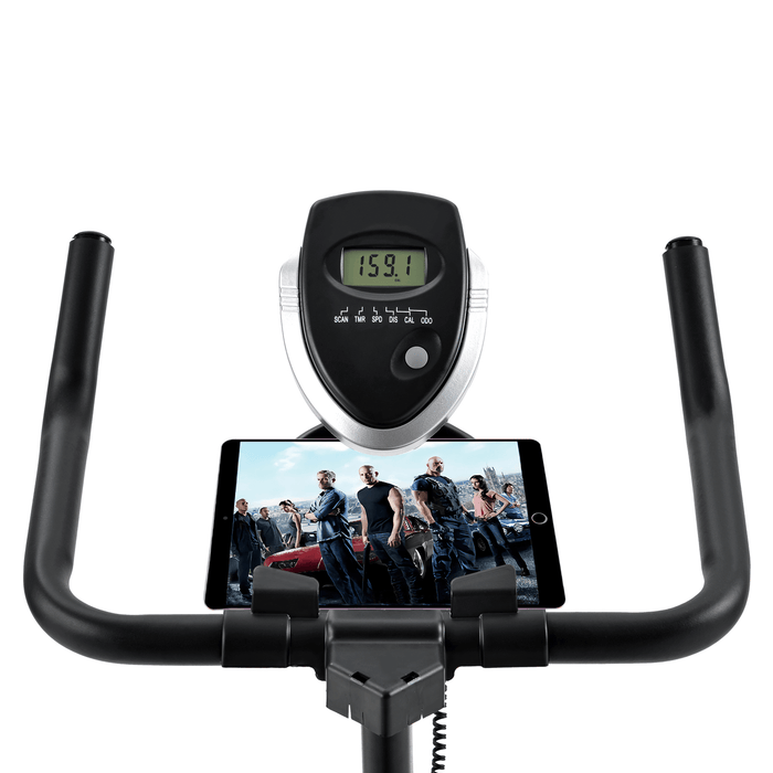 [USA Direct] Exercise Cycling Bike Belt Drive System LCD Monitor Folding Spinning Bicycle Fitness Home Gym Machine with Bottle Holder