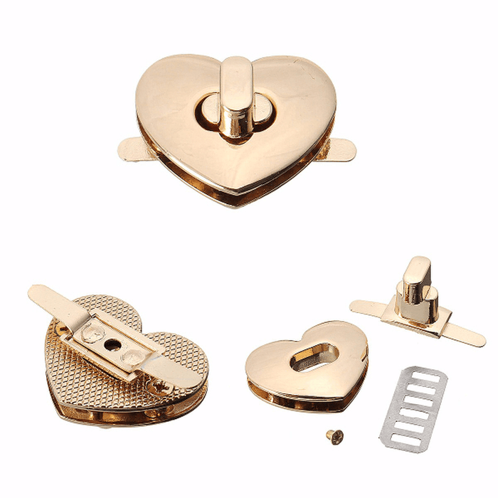 DIY Heart Shape Clasp Turn Twist Metal Lock Buckle for Handbag Bag Purse