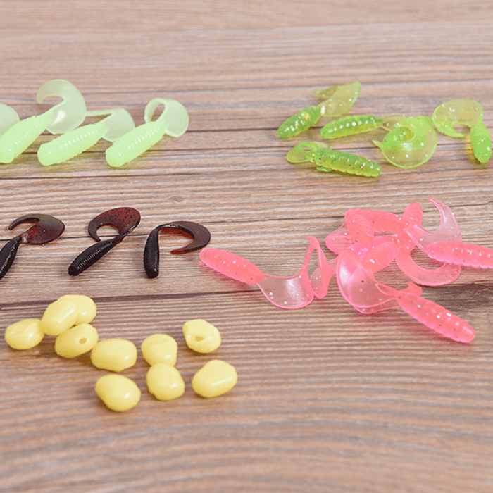 LEO 52Pcs Fishing Lures Lead Hooks Soft Bait Set Bass Lure Tackle