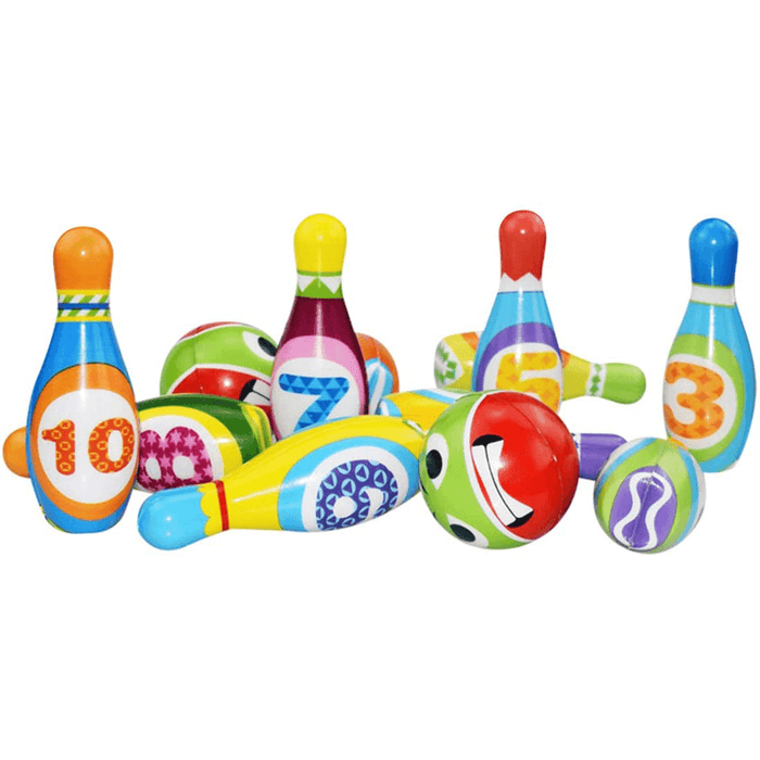 12 Pcs Kids Colorful 10 Bowling Pins 2 Bowling Balls Outdoor Indoor Family Sport Game