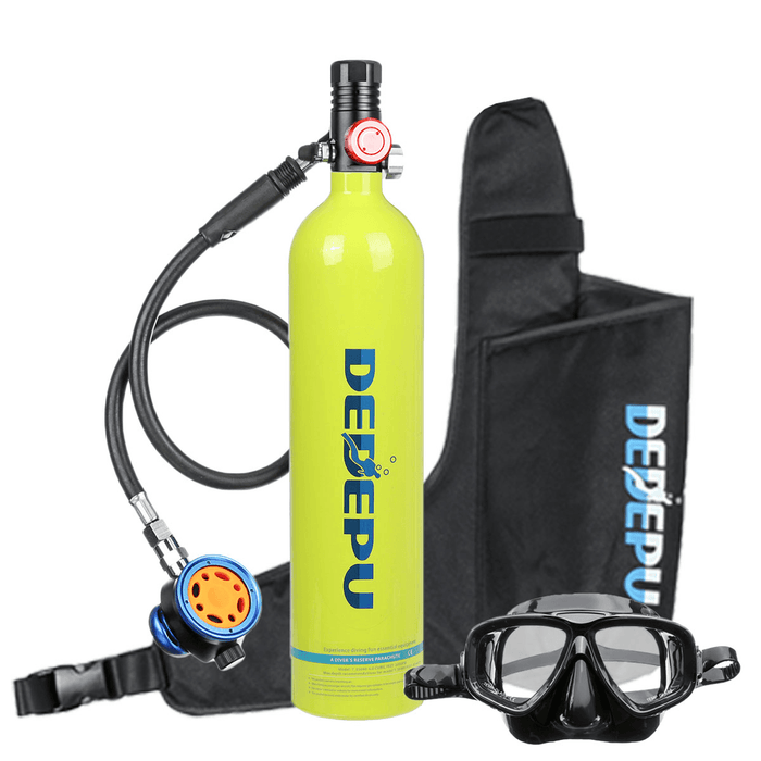 DEDEPU Mini Scuba Diving Tank Set 1L Diving Tank with Snorkelling Glasses+Breathing Valve Underwater Mini Scuba Tank Accessories