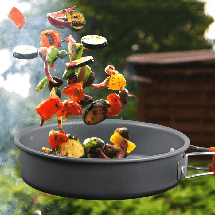 3PCS Camping Pot Cookware Pans Kettle Set Aluminum Alloy Portable Outdoor Camping Fishing Travel