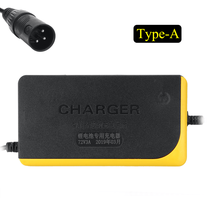 72V 3A Lithium Battery Charger for Electric Bicycle Skateboard E-Bike Scooter