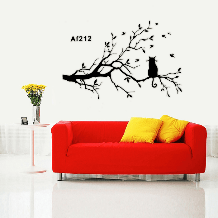 Modern Cat Tree Branches Wall Sticker Sofa Restaurant Wall Decor PVC Removable