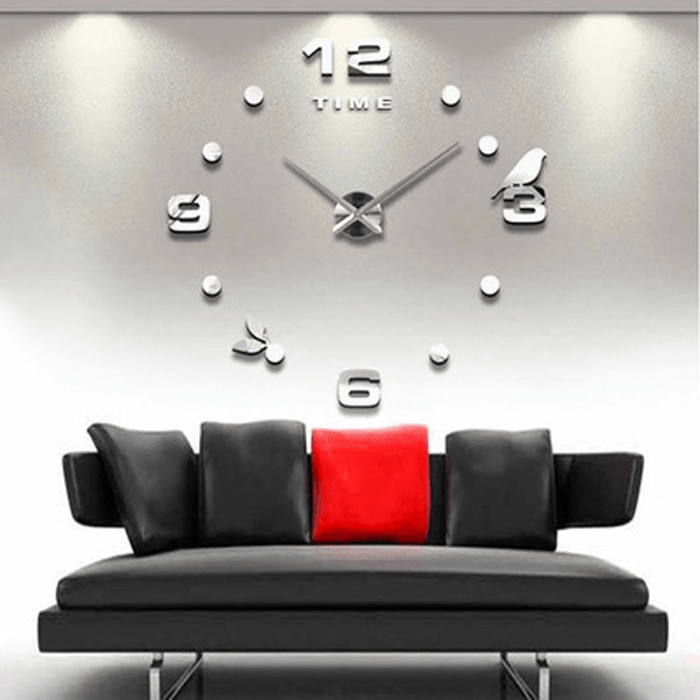 Emoyo JM008 Creative Large DIY Wall Clock Modern 3D Wall Clock with Mirror Numbers Stickers for Home Office Decorations