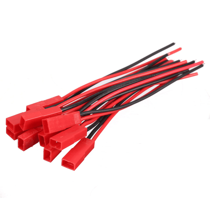 Excellway® 10 Pairs 2 Pins JST Male & Female Connectors Plug Cable Wire Line 110Mm Red