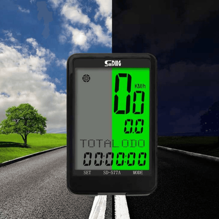 SUNDING SD-577A Large Screen LCD Wire Bike Computer Multifunction Waterproof Eight Languages Cycle Bicycle Speedometer Odometer