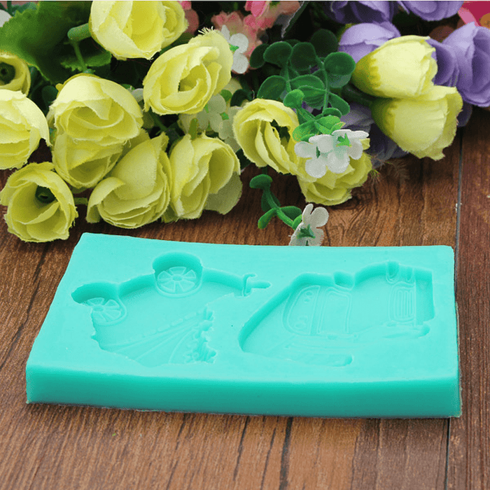 Baby Carriage Trolley Car School Bus Vehicle Silicone Wedding Cake Mold Decorating Mould