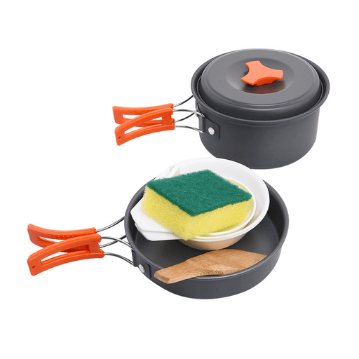 Widesea 1-2 People Camping Tableware Non-Stick Pan Folding Pot Bowl Cleaning Tools Outdoor Picnic BBQ Cooking