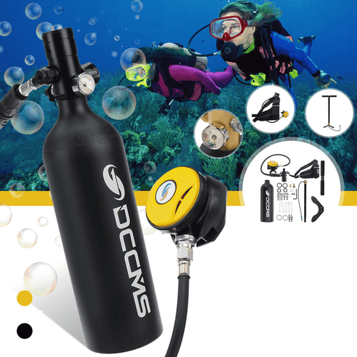 DCCMS 1L Scuba Diving Tank Set Air Tank Hand Pump Breathing Valve Outdoor Swimming Snorkeling Breath Diving Equipment