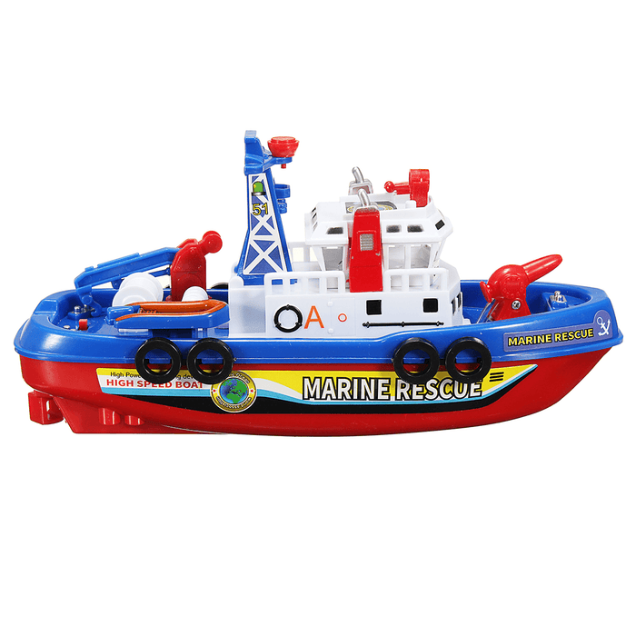 Kids Electric Fireboat Toy Children Rescue Water Spray Light Music Baby Bath Toy Boys＆Girls Gift