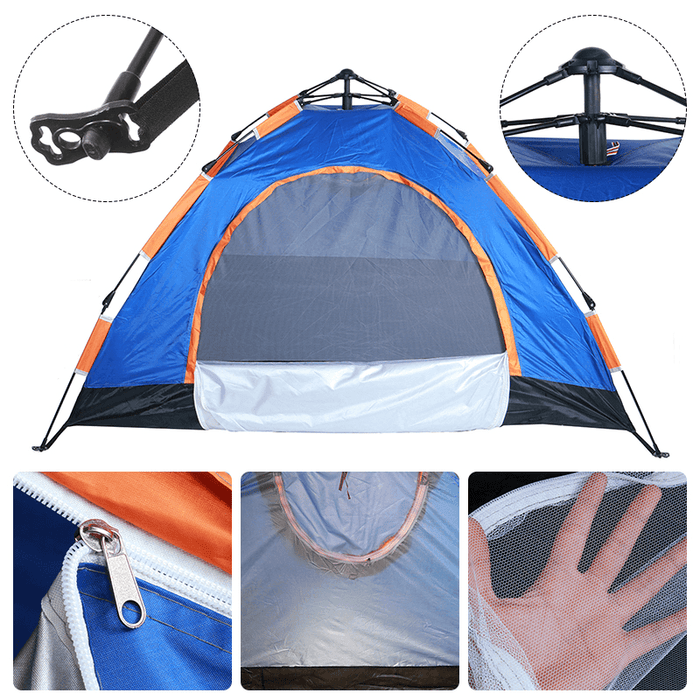 3-4 Person Camping Tent Waterproof Double Doors Automatic Tent Uv-Proof Portable Sunshade Canopy Outdoor Hiking