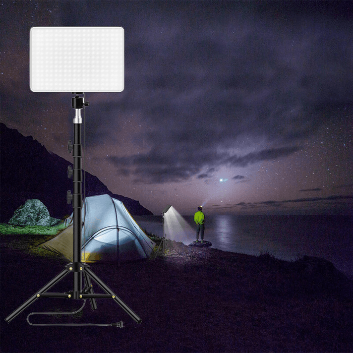 XANES® 240 LED Camping Light 3200K-6000K 10 Gear Work Light 1.3M Adjustable Brightness Stand Photography Lantern with Tripod Remote Control EU Plug