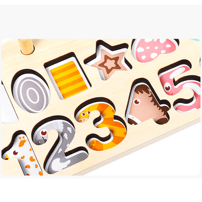 Wooden MATH Toys Board Digital Matching Fishing Board Kids Baby Early Education Teaching Math Toys