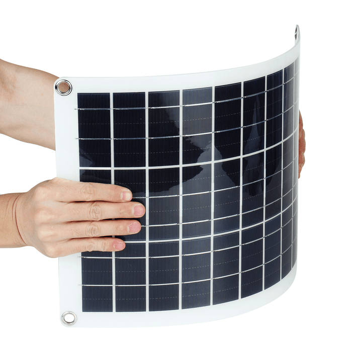 Max 100W Protable Solar Panel Kit Dual DC USB Charger Kit Single Crystal Semi-Flexible Solar Power Panel W/ None/10A/30A/60A/100A Solar Controller