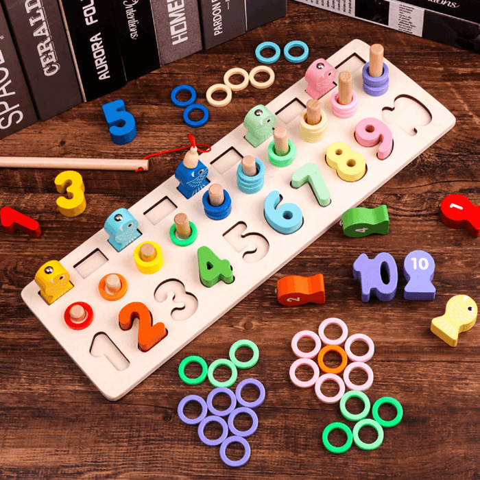 Counting Board Nursery Learning Shape Pairing Montessori Math Toys Wooden Baby Gift