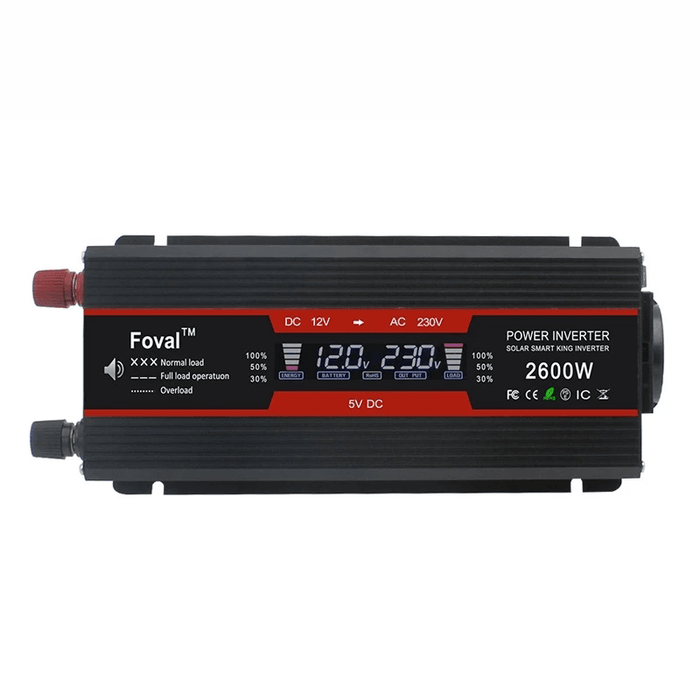 1500W/2000W/2600W LCD Power Inverter Modified Sine Wave DC 12V to AC 220V Solar 2 USB Car Transformer Convert EU Socket