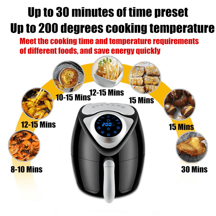 1700W Electric Air Fryer Digital Timer Temp Control 6.1 Quart Oil-Free Touch Screen Fried Food for Home Fast Food