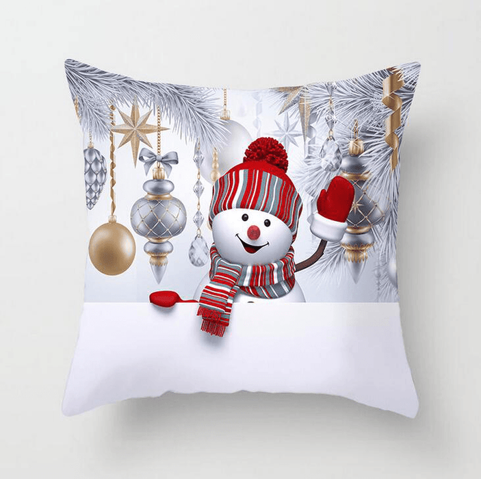 45 X 45Cm Christmas Snowman Series Polyester Peachskin Pillowcases Home Cushion Cover Christmas for Home Decor