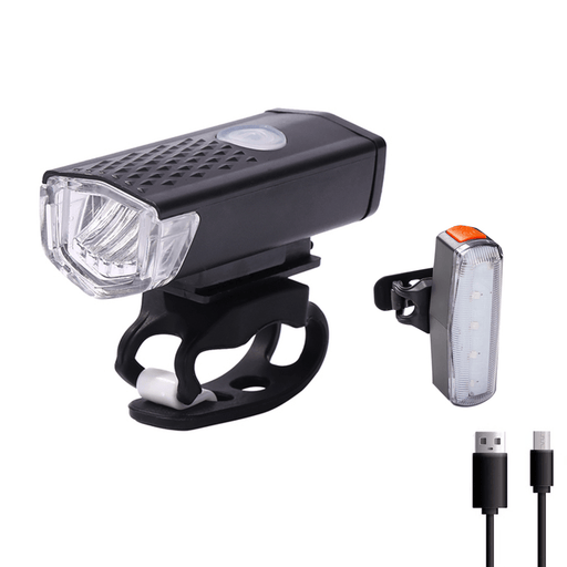 BIKIGHT Bicycle Light Set 300Lm 3 Modes Bike Headlight Front Lamp 4 Modes Safety Warning Taillight USB Rechargeable Waterproof Cycling