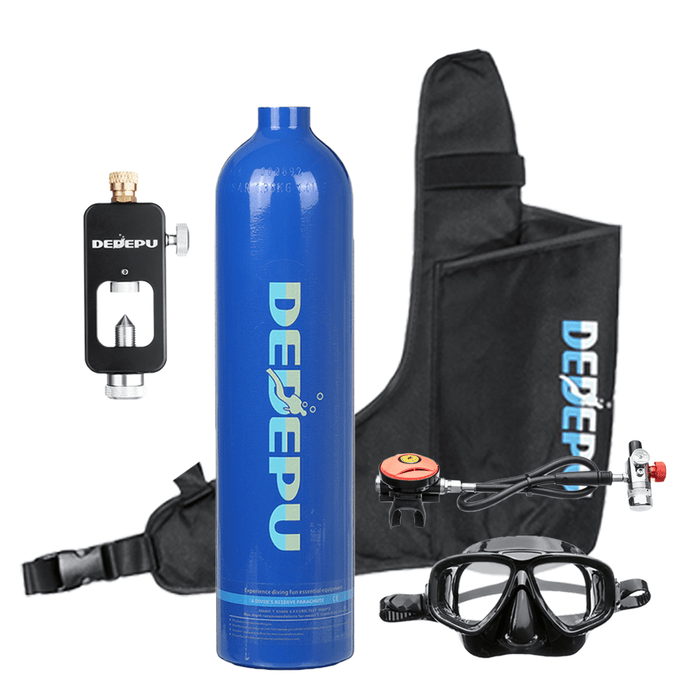 DEDEPU 1L Mini Scuba Diving Tank Set Oxygen Cylinder Air Tank with Snorkeling Glasses Underwater Scuba Diving Equipment