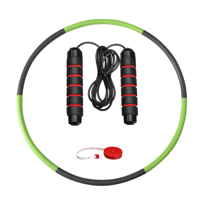 8 Knots Fitness Hoop Removable PE Yoga Waist Exercise Slimming Hoop Fitness Circle Indoor Gym with Tape Measure Jump Rope